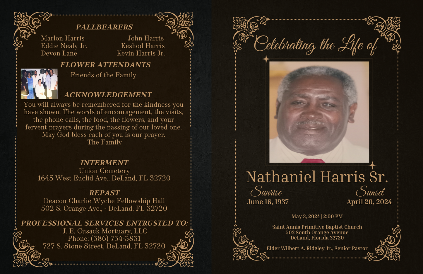 Personalized Memorial Program