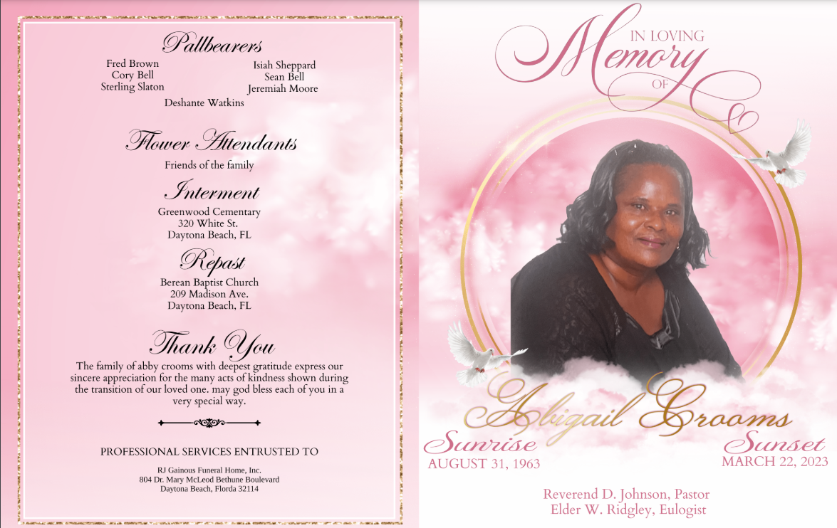 Personalized Memorial Program